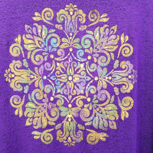 Hand-painted Tunic By Margaret Owen Women Small Purple Geometric Art to Wear NEW - Picture 2 of 13